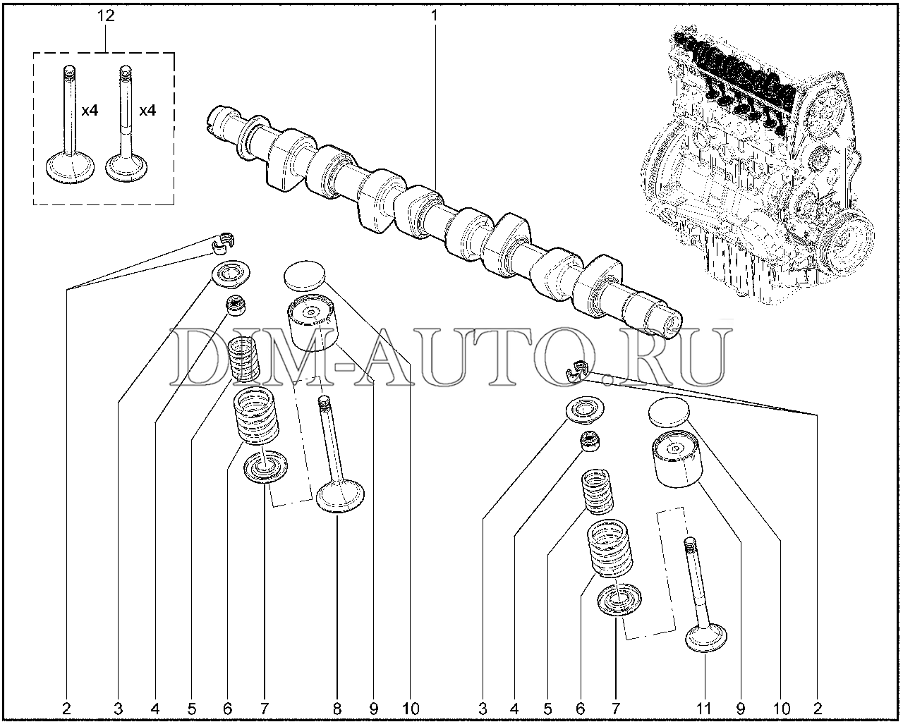 117310. Распредвал, клапаны (P3M-11186) Granta FL