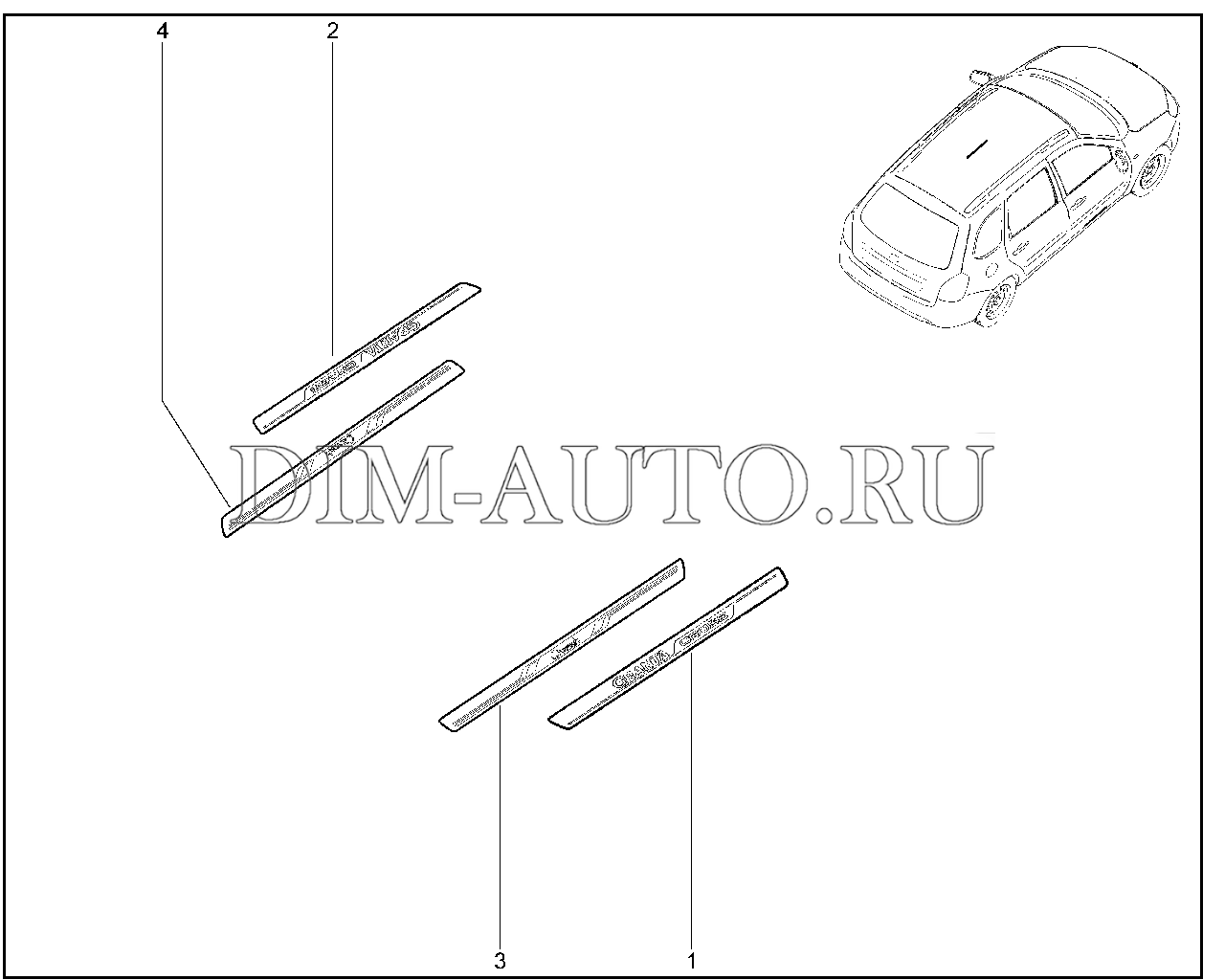 505110. Накладки защитные порога пола (Cross) Granta FL